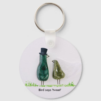 Vogel zegt tweet leuk Huwelijksbruid en bruidegom Sleutelhanger