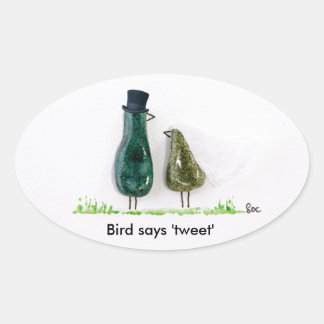 Vogel zegt 'tweet' ovale sticker