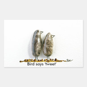 Vogel zegt 'tweet' schattig hematiet koppel rechthoekige sticker