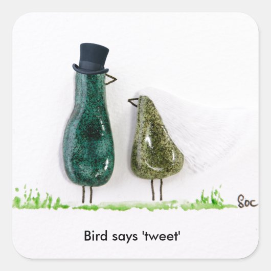 Vogel zegt 'tweet' vierkante sticker (Voorkant)