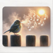 Vogel zingen in de ochtend zon muismat (Voorkant)