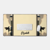 Vogel Zwart Silhouet Goudgeel  Bureaumat (Keyboard & Muis)