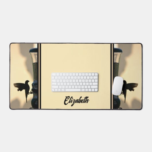 Vogel Zwart Silhouet Goudgeel  Bureaumat (Keyboard & Muis)