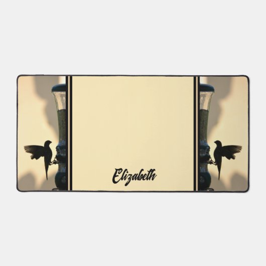 Vogel Zwart Silhouet Goudgeel  Bureaumat (Voorkant)