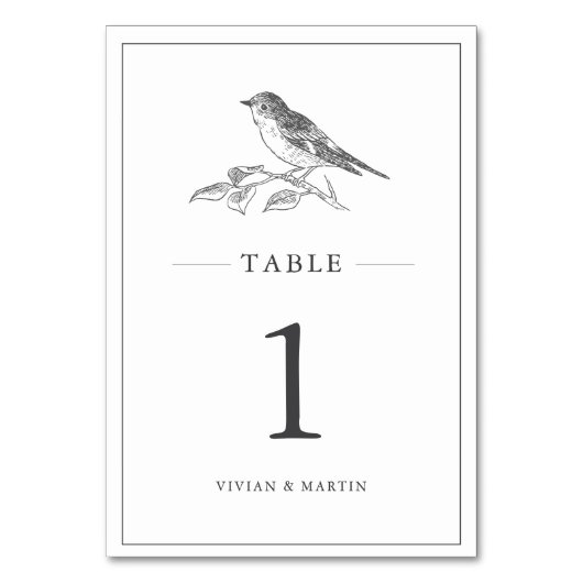 vogel zwart-wit bruiloft kaart (Voorkant)