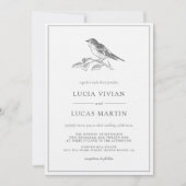 vogel zwart-wit bruiloft kaart (Voorkant)