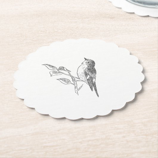  vogel zwart-wit bruiloft kartonnen onderzetters (Gekanteld)