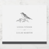  vogel zwart-wit bruiloft likeurfles etiket (Enkel label)