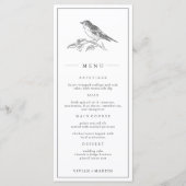 vogel zwart-wit bruiloft menu (Voorkant)