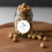  vogel zwart-wit bruiloft ronde sticker