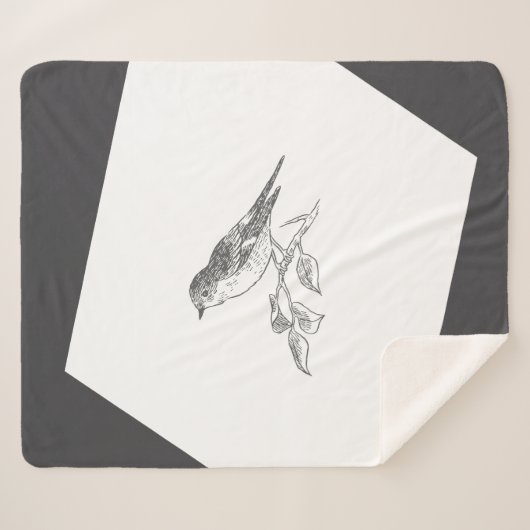  vogel zwart-wit sherpa deken (Voorkant (horizontaal))