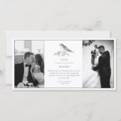 vogel zwart-wit trouwfoto bedankkaart (Voorkant)