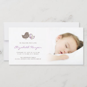 Vogelaankondiging van de zoete Damask Chicks Baby Aankondiging