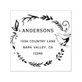 Vogeladres en Botanisch Wreatreturn-adres Zelfinktende Stempel (Design)
