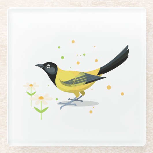 Vogelafbeelding - zomerkleuren glazen onderzetter (Voorkant)