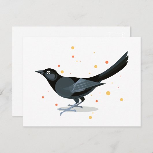 Vogelafbeelding - Zwarte vogel Briefkaart (Voorkant / Achterkant)