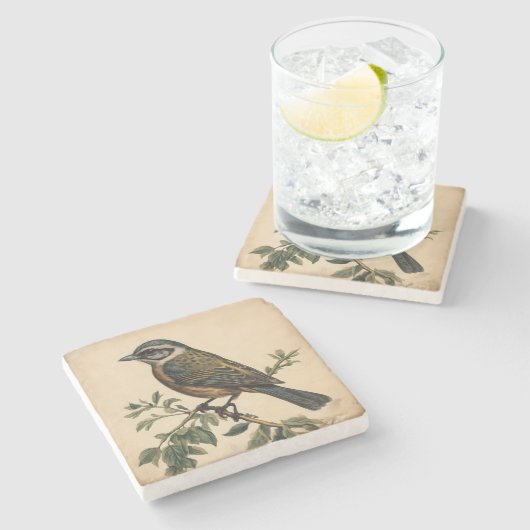  vogelafdrukken stenen onderzetter (Zijkant)