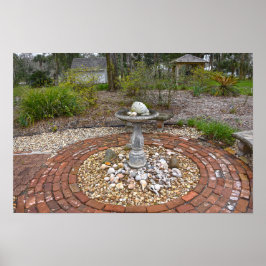 Vogelbad bij het Orman House, Apalachicola, Florid Poster