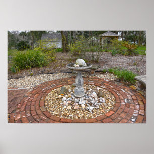 Vogelbad bij het Orman House, Apalachicola, Florid Poster