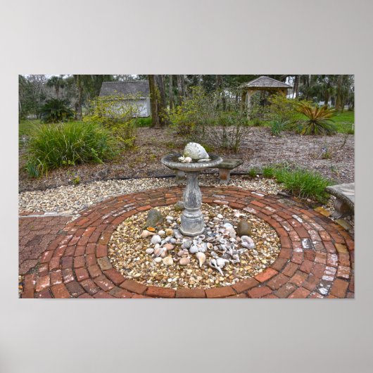 Vogelbad bij het Orman House, Apalachicola, Florid Poster (Voorkant)