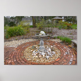 Vogelbad in Orman House, Apalachicola, Florid Poster