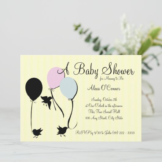 Vogelballonnen en Baby Kaart (Staand voorkant)