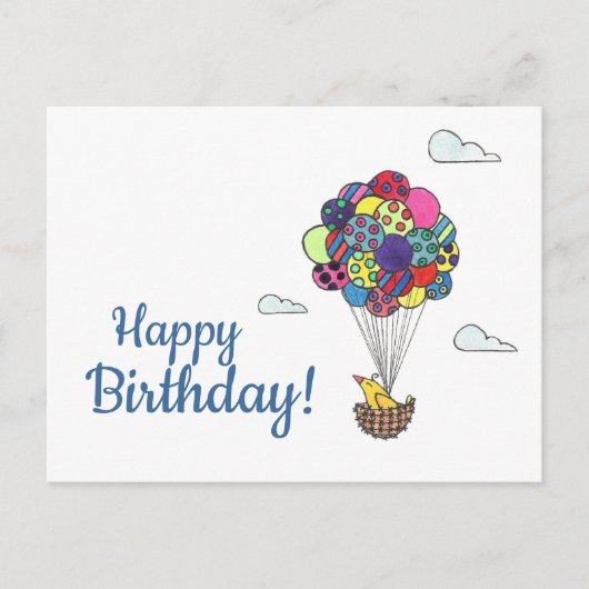 Vogelballonnen Happy Birthday Briefkaart (Voorkant)