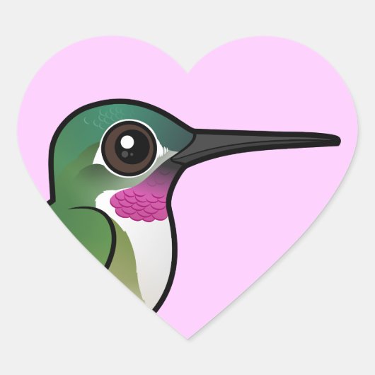 Vogelbare breedstaartkolibrie hart sticker (Voorkant)