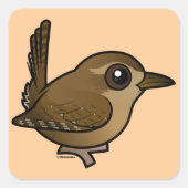 vogelbare Pacifische Wren Vierkante Sticker (Voorkant)