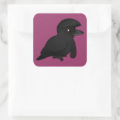 Vogelbare paraplu met lange watten vierkante sticker (Tas)