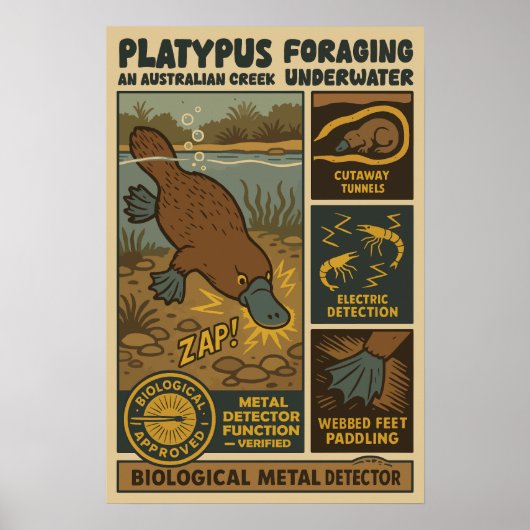 Vogelbekdier Biologische Metaaldetector Kunst Poster (Voorkant)