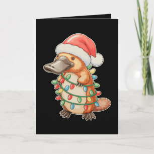 Vogelbekdier Kerstman Hoed Kerstverlichting Kerstc Kaart