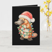 Vogelbekdier Kerstman Hoed Kerstverlichting Kerstc Kaart (Gele Bloem)