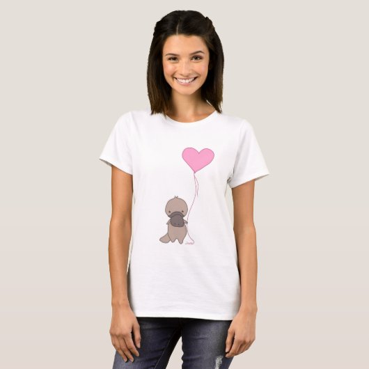 Vogelbekdier met hartballon t-shirt (Voorkant volledig)