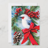 Vogelbessen en boog budget Kerstmis Feestdagenkaart (Voorkant)