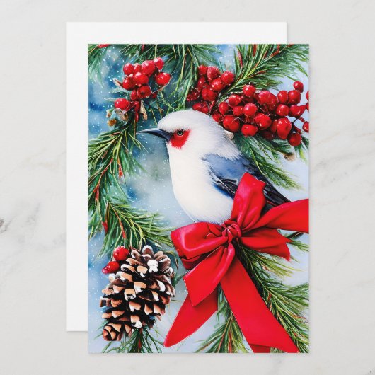 Vogelbessen en boog budget Kerstmis Feestdagenkaart (Voorkant / Achterkant)