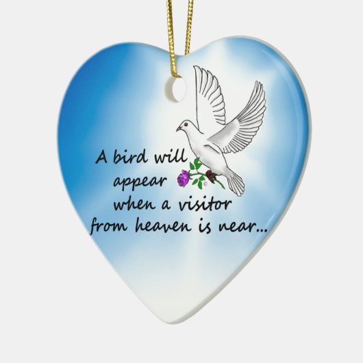 Vogelbezoeker uit de hemel keramisch ornament (Links)