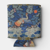 Vogelblauw Chinees borduurwerk  Blikjeskoeler (Achterkant)