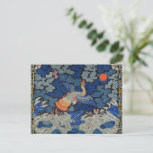 Vogelblauw Chinees borduurwerk  Briefkaart (Staand voorkant)