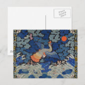 Vogelblauw Chinees borduurwerk  Briefkaart (Voorkant / Achterkant)