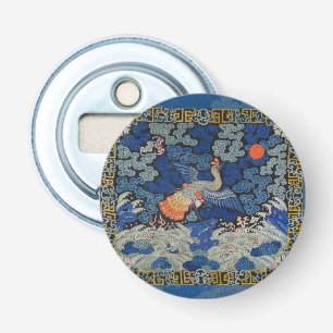Vogelblauw Chinees borduurwerk  Button Flesopener