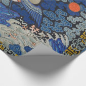 Vogelblauw Chinees borduurwerk  Cadeaupapier (Hoek)