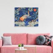 Vogelblauw Chinees borduurwerk  Canvas Afdruk (Insitu (Woonkamer))