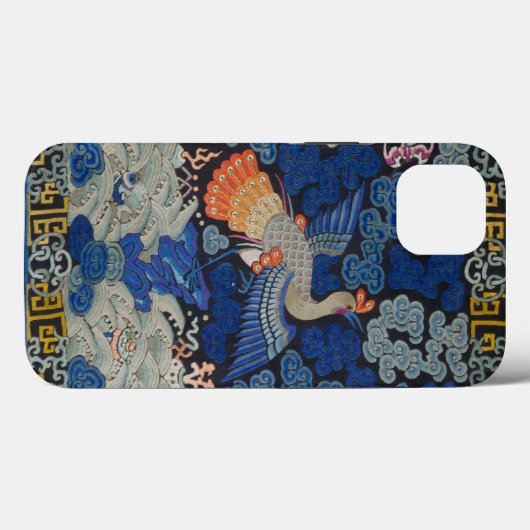 Vogelblauw Chinees borduurwerk Case-Mate iPhone Case (Achterkant (horizontaal))