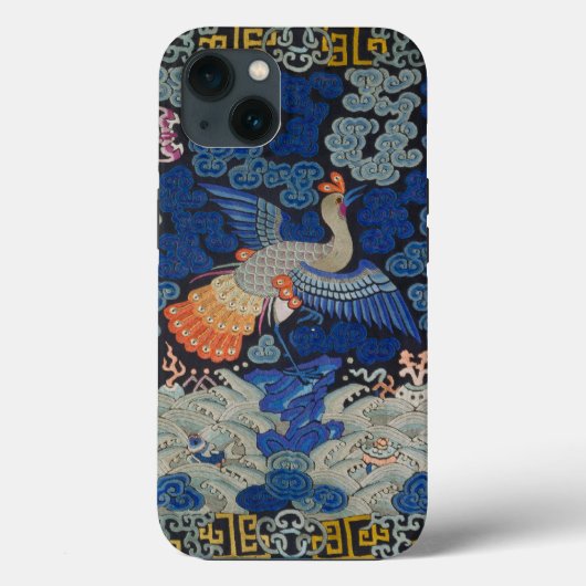 Vogelblauw Chinees borduurwerk Case-Mate iPhone Case (Achterkant)