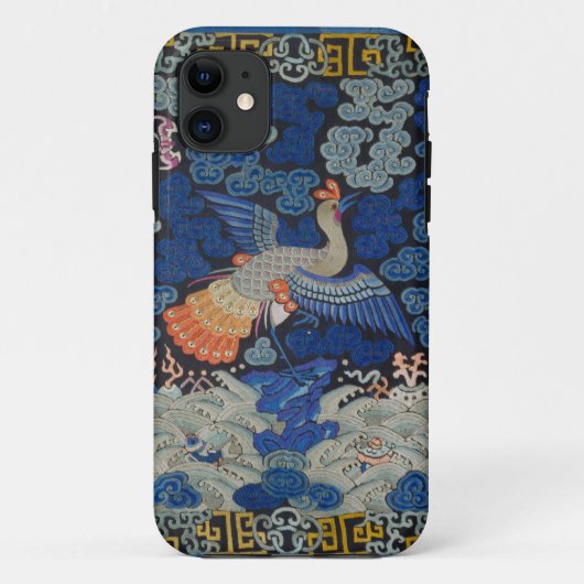 Vogelblauw Chinees borduurwerk  Case-Mate iPhone Case (Achterkant)