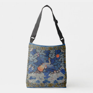 Vogelblauw Chinees borduurwerk  Crossbody Tas