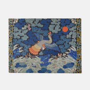 Vogelblauw Chinees borduurwerk Deurmat