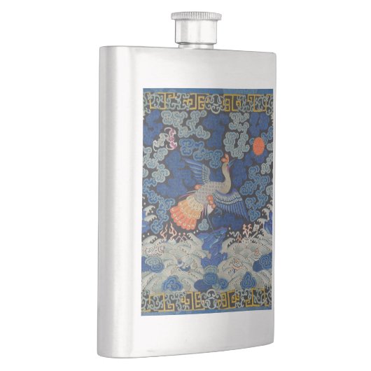 Vogelblauw Chinees borduurwerk  Flacon (Rechts)