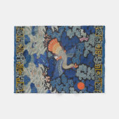 Vogelblauw Chinees borduurwerk  Fleece Deken (Voorkant (Horizontaal))